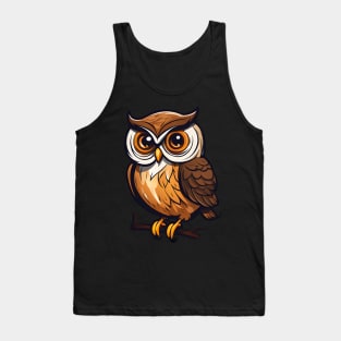 Nocturnal Enigma: Little Owl Illustration Tank Top